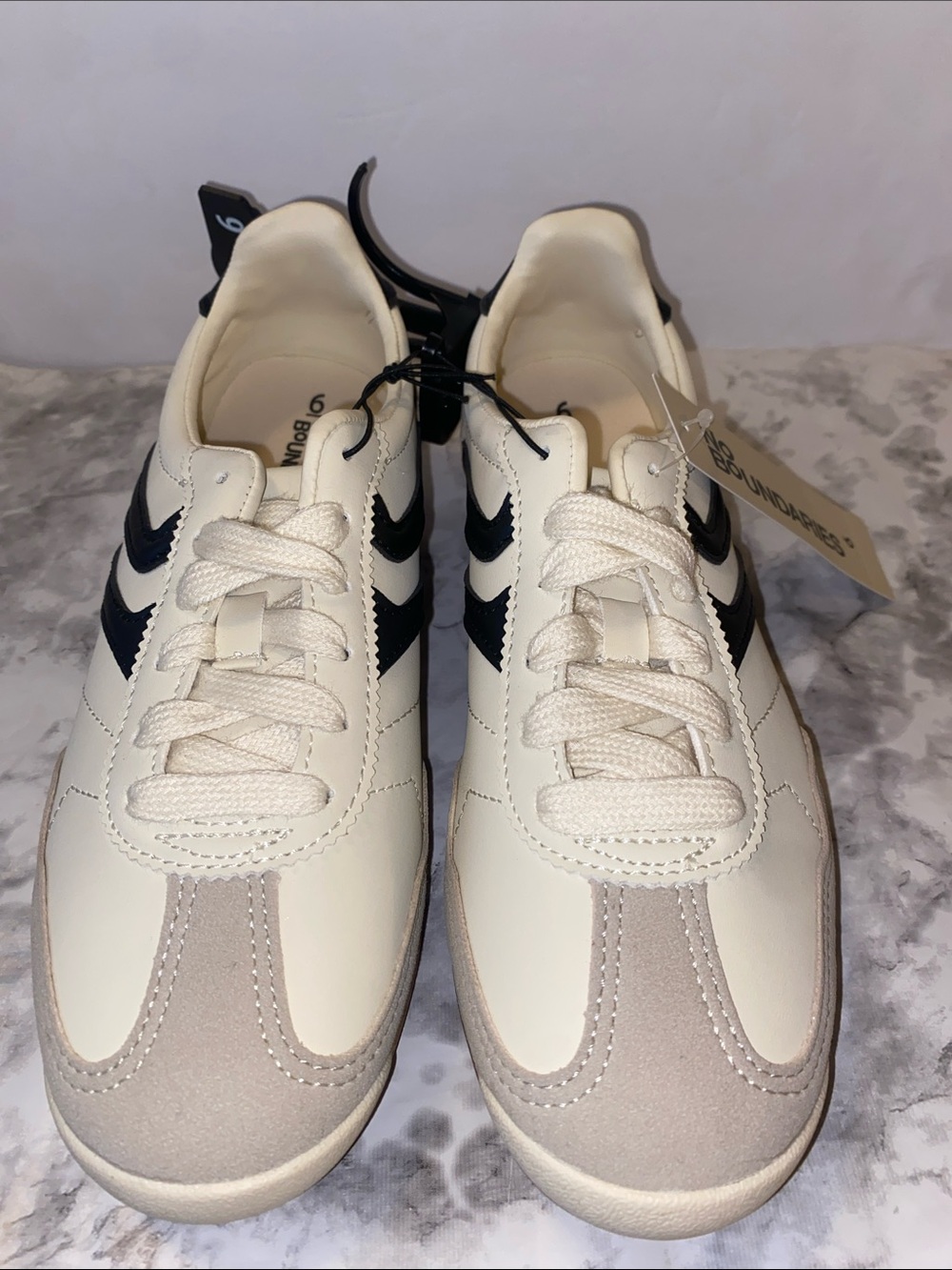 No Boundaries Cream and Black Women's Retro Sneakers